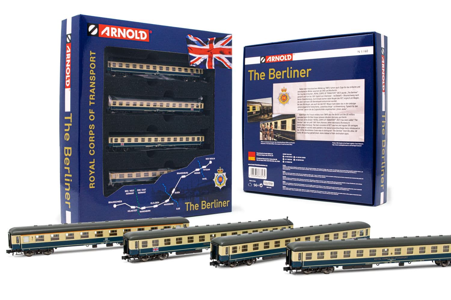 RCT, 4-unit set of coaches "The Berliner", blue/beige livery, period IV. British Army of the Rhine.