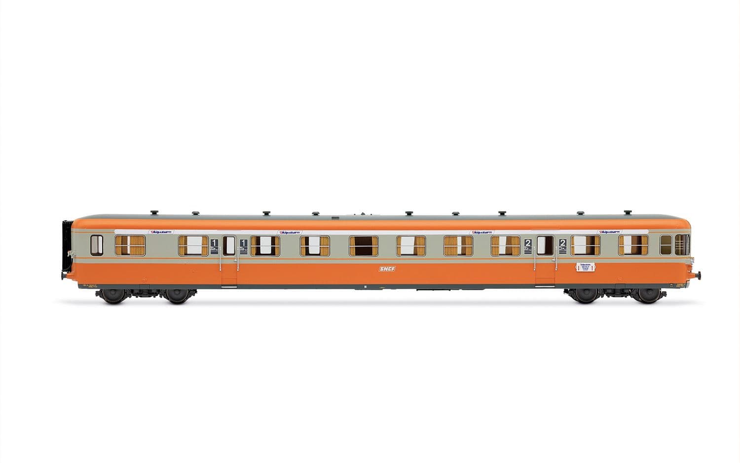 SNCF, autorail diesel RGP I avec remorque, livrée gris béton/orange « Alpazur », ép. IV