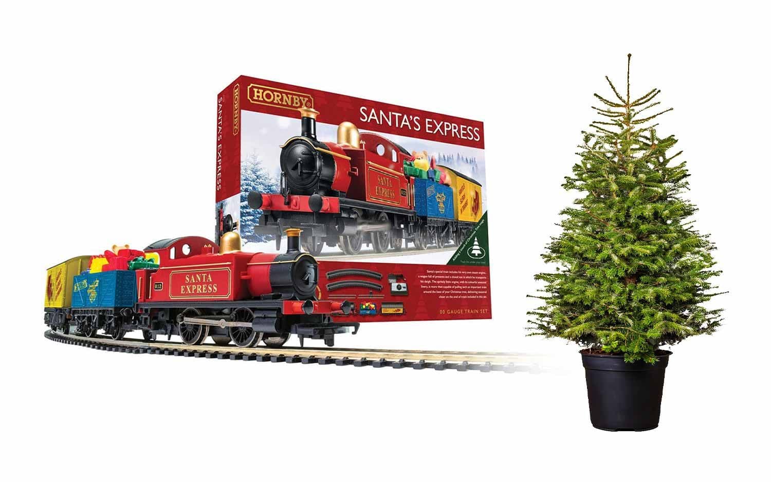 Santa's Express Train Set with Christmas tree