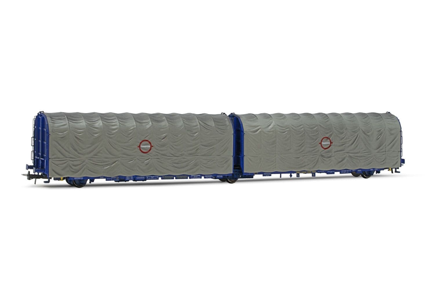 SNCF, vagón de 3 ejes Lails con toldo, decoración gris con logo «Transfesa» pequeño, ép. IV