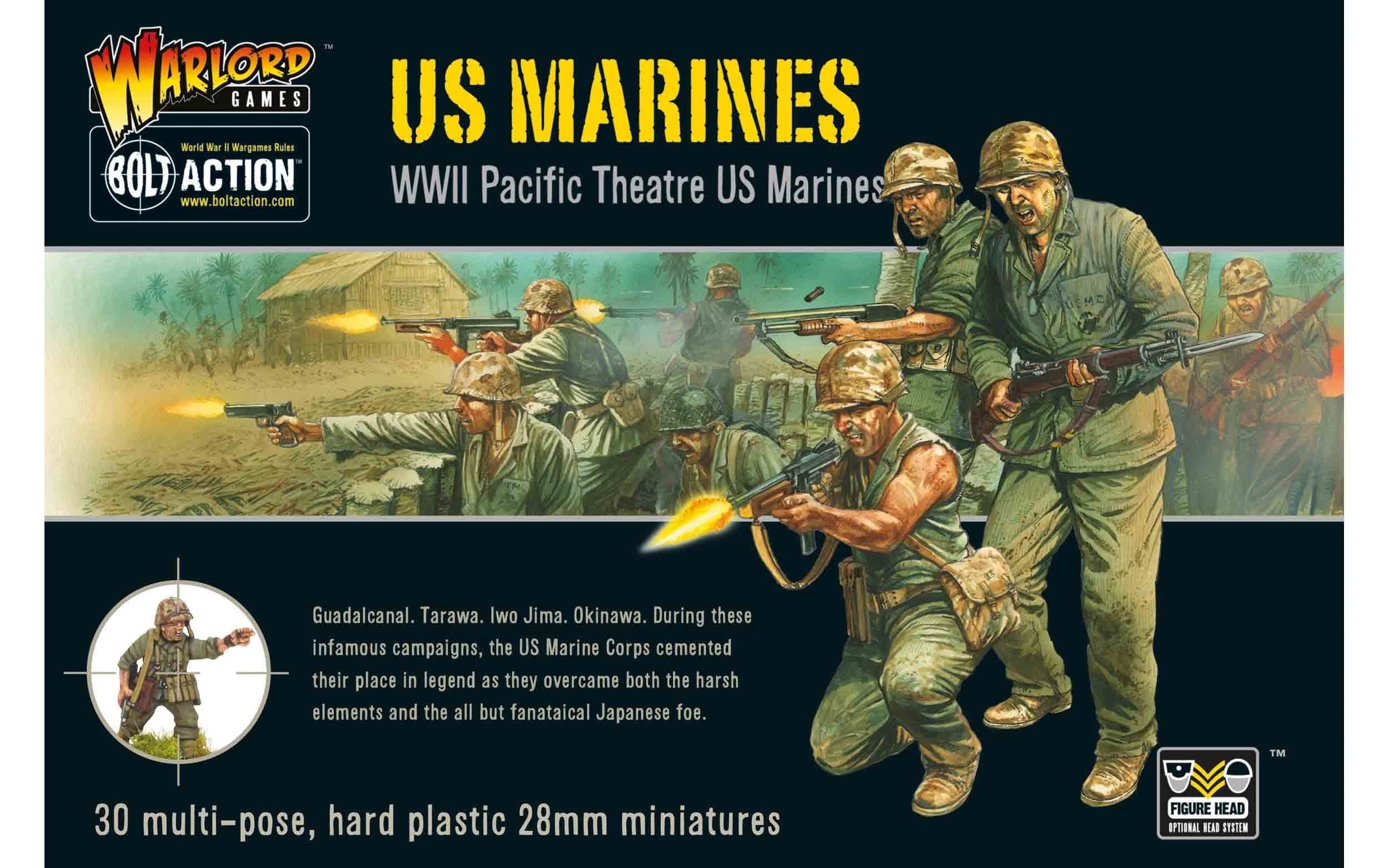 US Marines Pacific Theater 1:56 WWII Military Wargaming Figures Plastic Model Kit