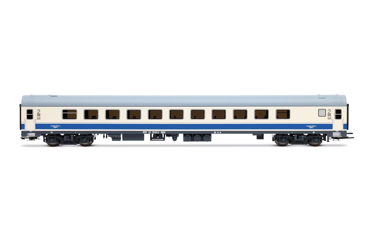 RENFE, automotor eléctrico serie 444, unidad 444-011, decoración azul/blanca, ép. V, con decoder de sonido