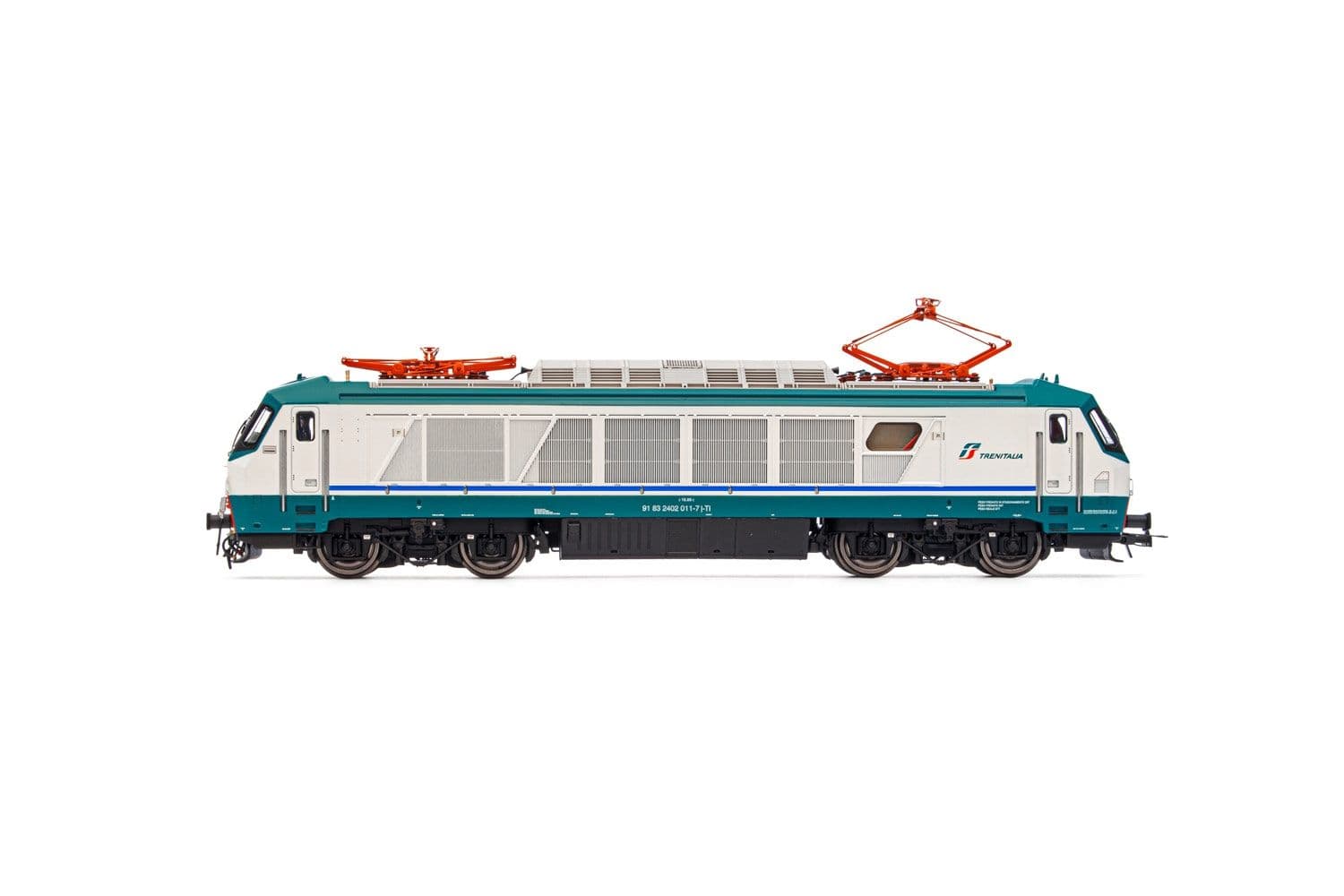 FS, electric locomotive E 402A, XMPR livery, with front electric couplers for the control coach doors, period VI, with DCC-decoder