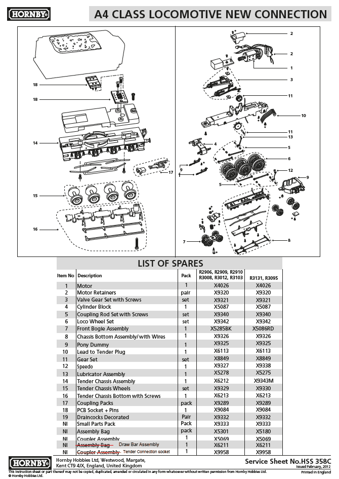 Coupling Rods, COUPLING ROD SET R2340 A4 LOCO