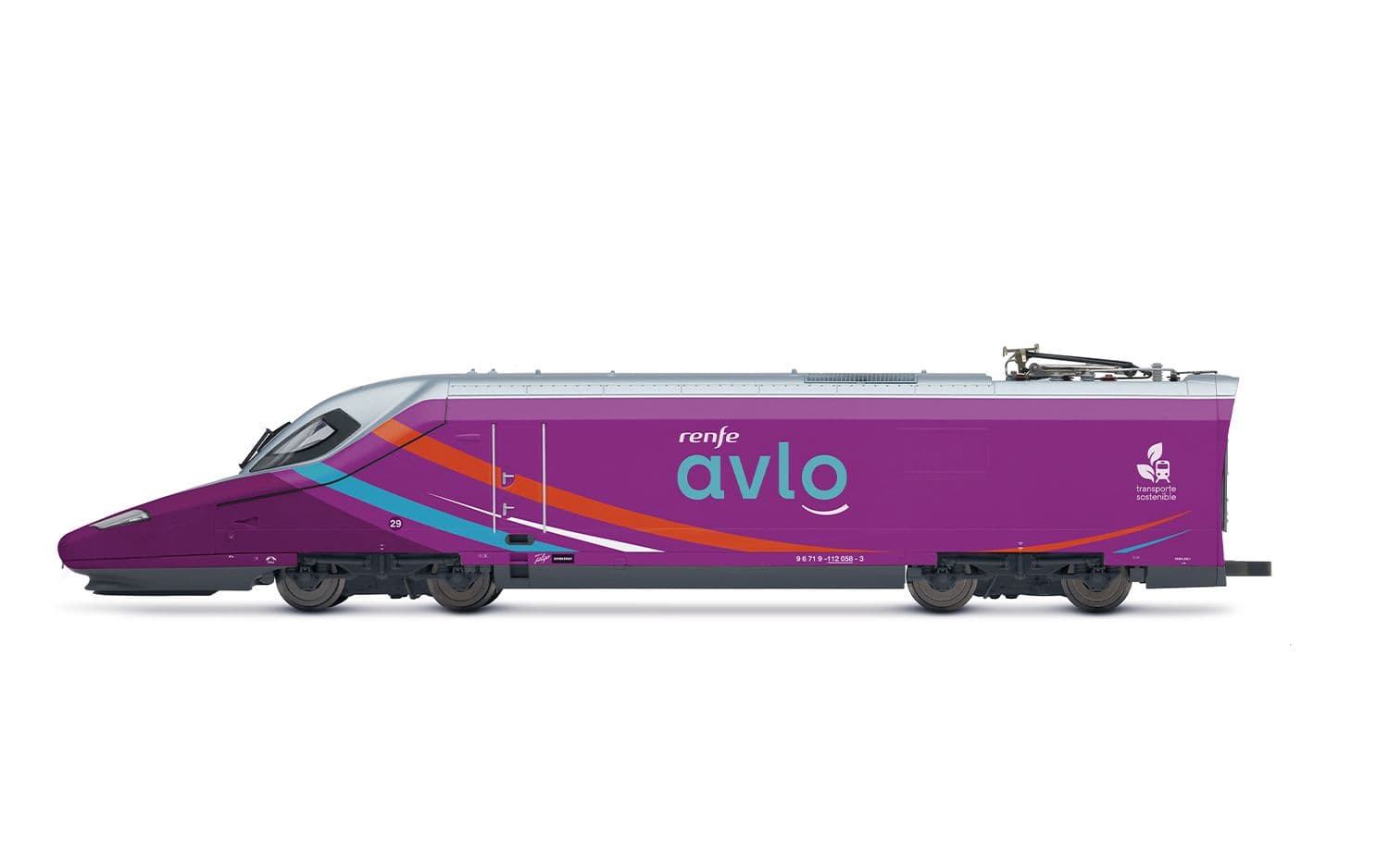 RENFE, 5-unit base set of the high-speed train "AVLO", purple livery, ep. VI