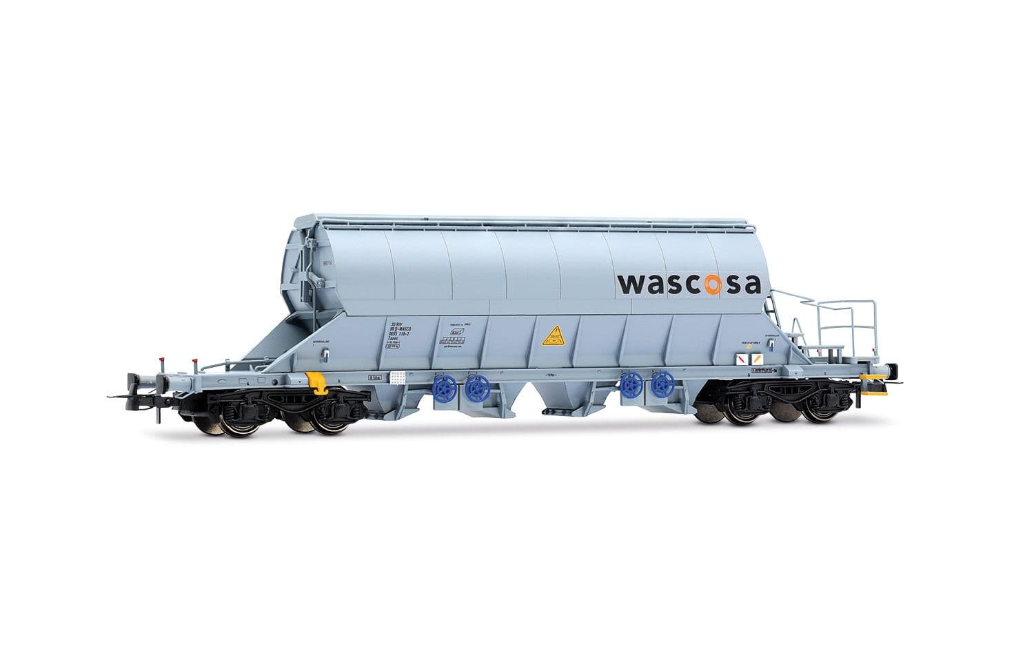 D-WASCO, 2-tlg. Set 4-achs. Schwenkdachwagen der Bauart Taoos „WASCOSA“, graue Farbgebung