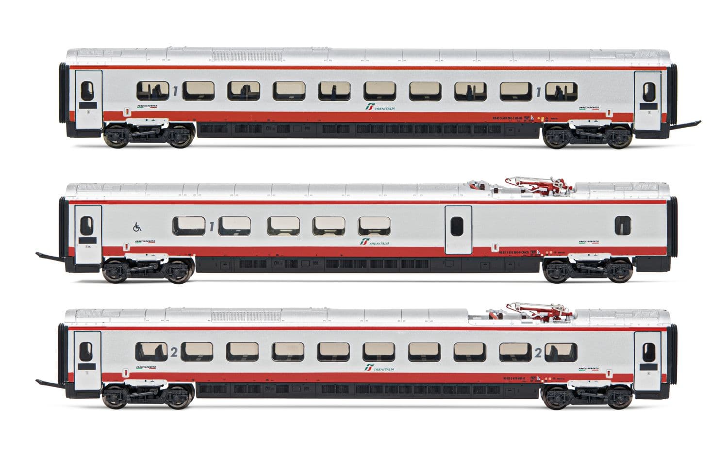 FS, 3-unit pack intermediate coaches for HN2474, "Frecciargento"-livery, period VI