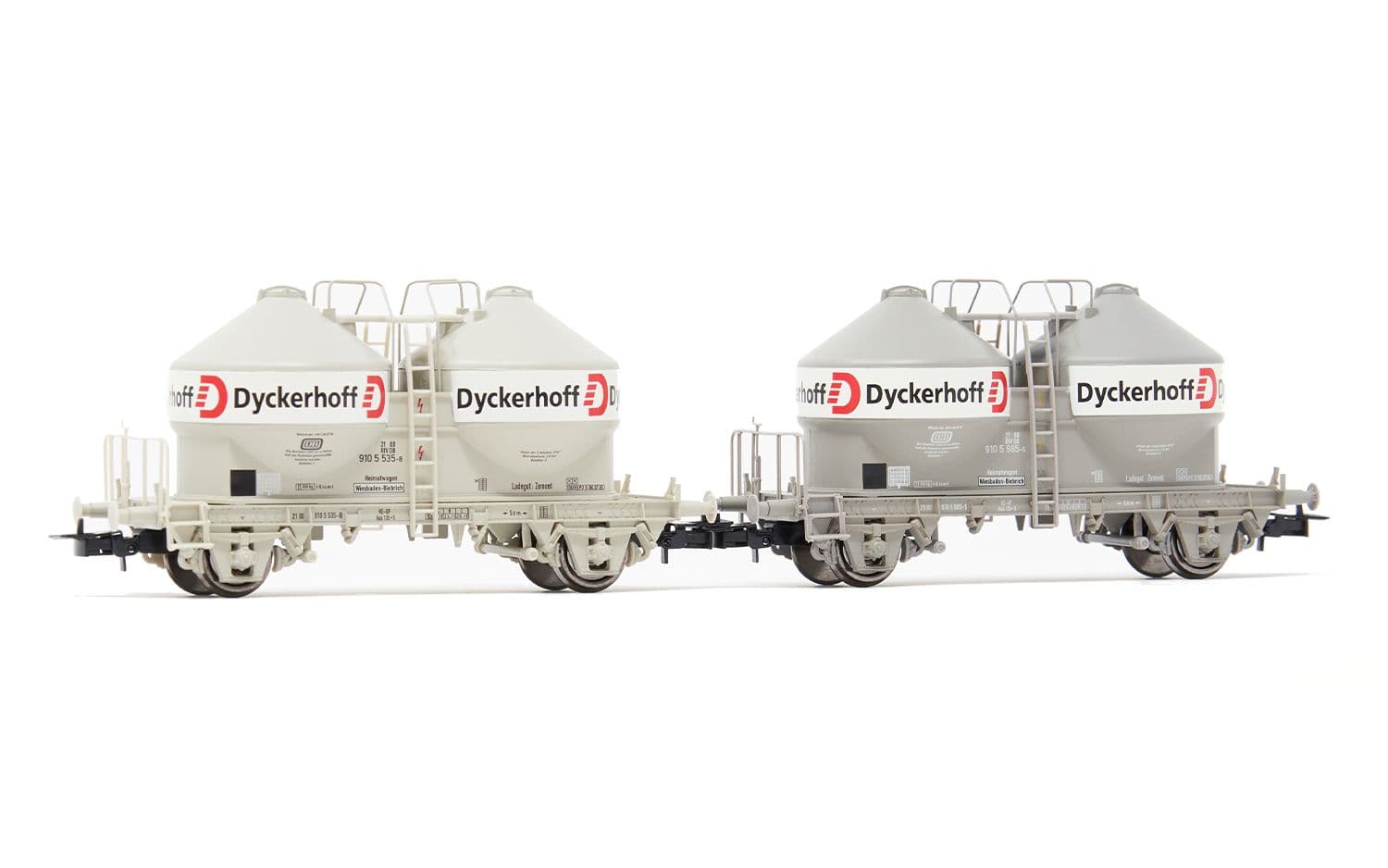 DB, set di 2 carri silo a 2 assi Ucs, livrea grigia, "Dyckerhoff", ep. IV