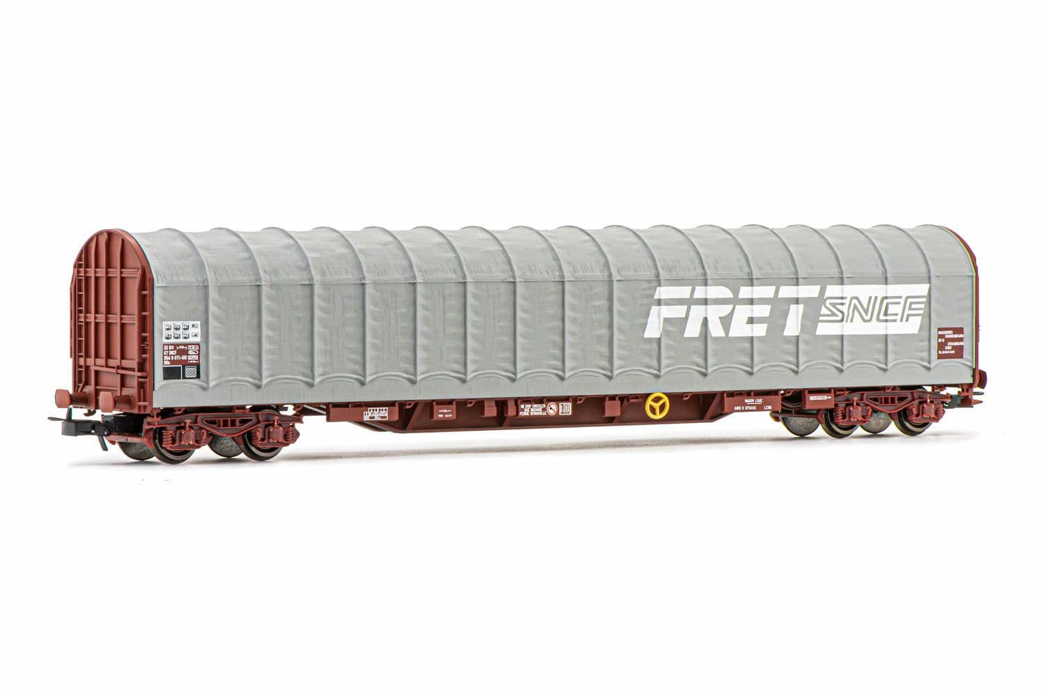 SNCF, wagon bâché à 4 essieux Rils, livrée gris "Fret", ép. V
