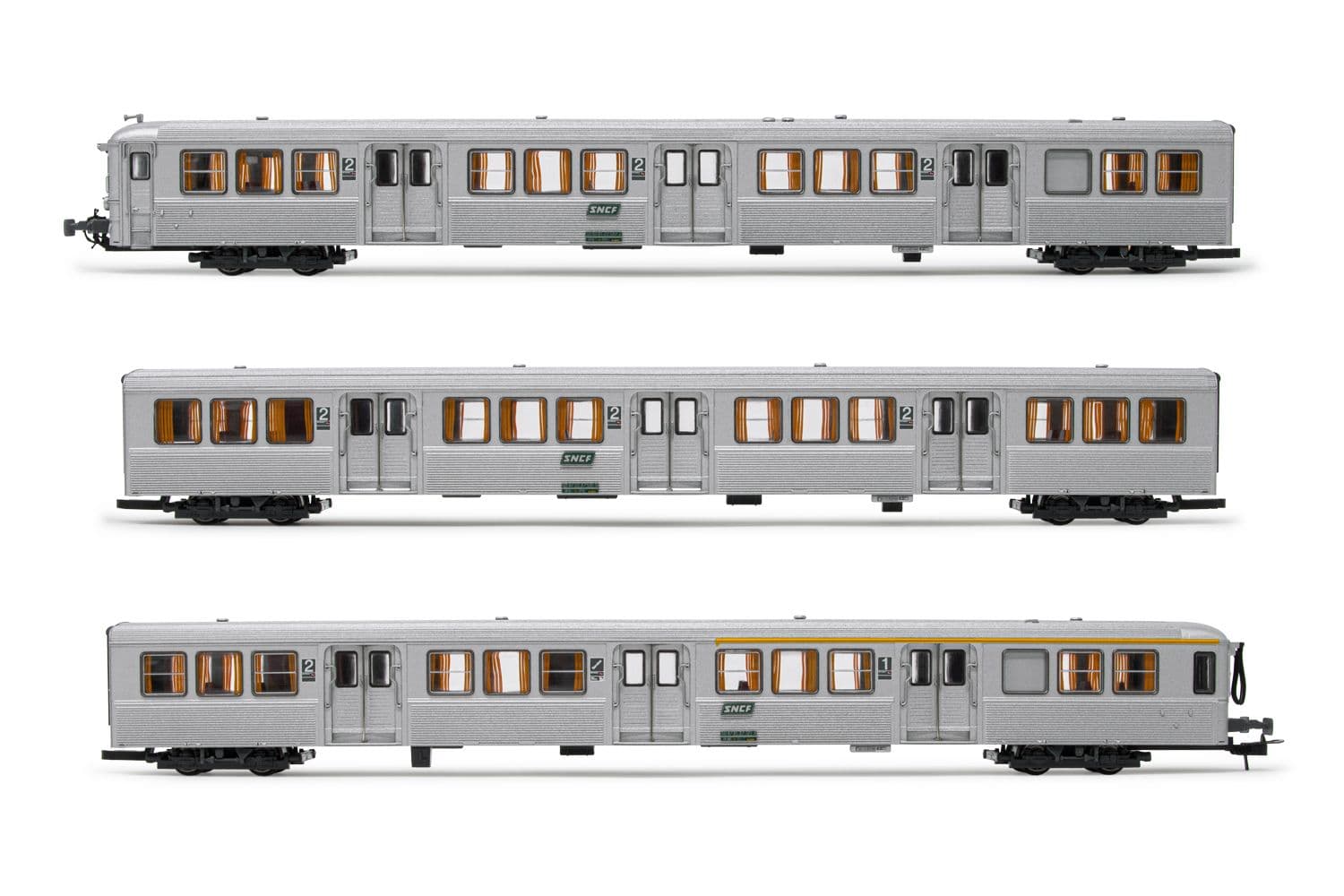 SNCF, 3-unit set of RIB 70 coaches, original livery, period IV