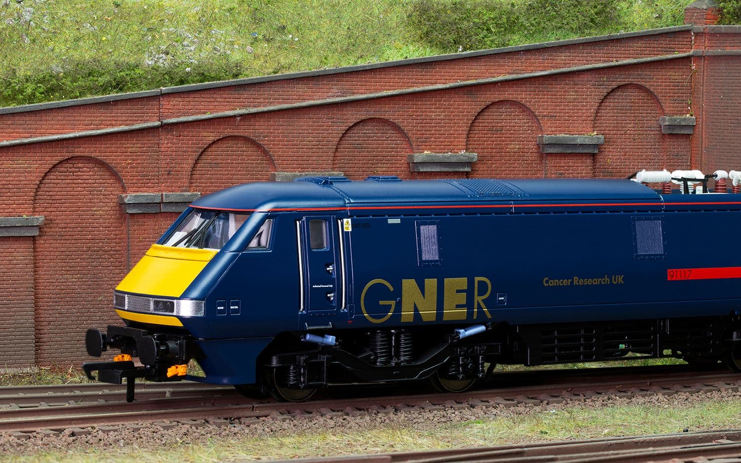 GNER, Class 91, Bo-Bo, 91117 'Cancer Research UK' - Era 10