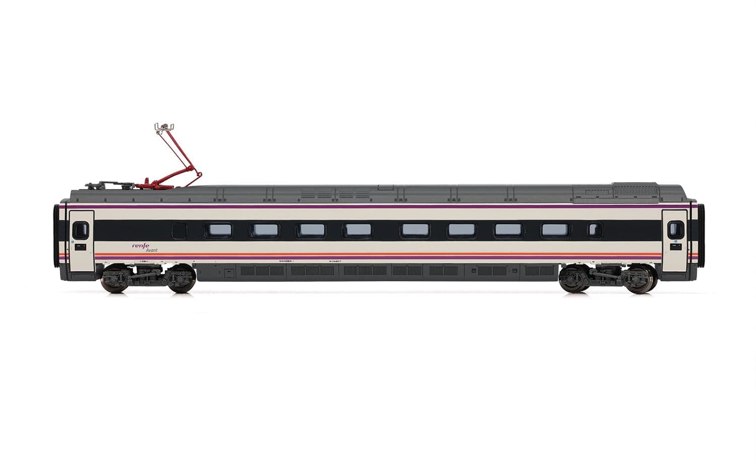 RENFE, set de 4 unidades, automotor eléctrico de alta velocidad S-114, decoración «75 aniversario RENFE», ép. VI, con decoder de sonido