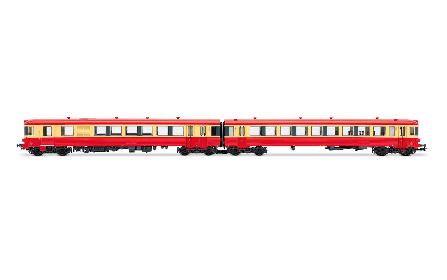 SNCF, autorail diesel bicaisse X 4300, livrée rouge/crème, avec grand logo SNCF