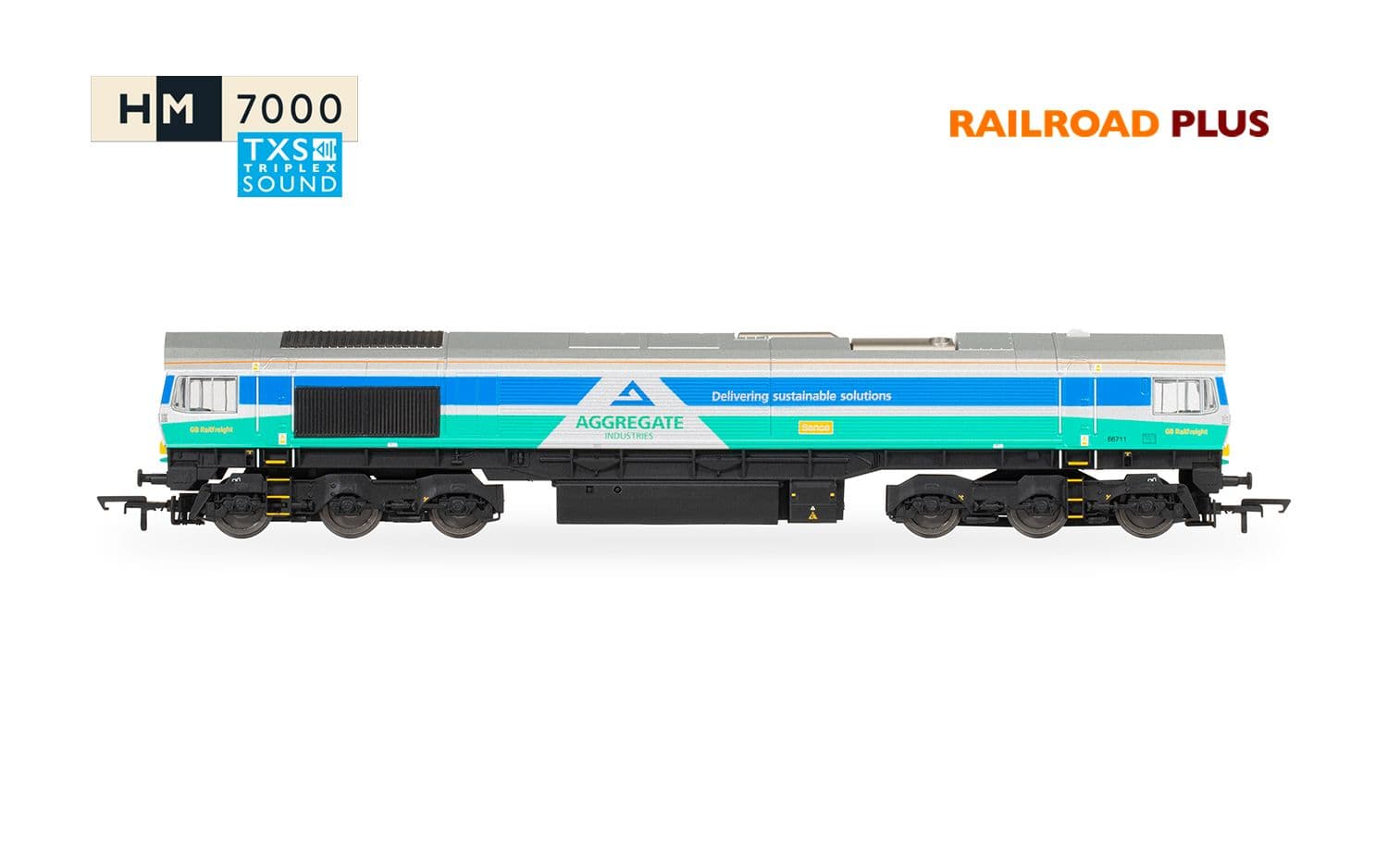 RailRoad Plus: Class 66 - Aggregates Industries - 66711 'Sence' (DCC Sound Fitted)