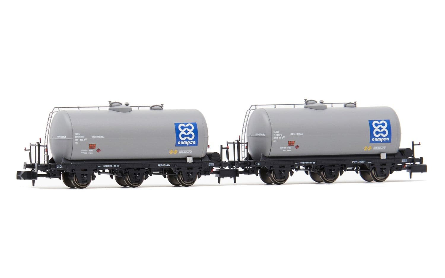 RENFE, 2-unit pack of 3-axle tank wagons, CAMPSA livery, ep. IV (blue logo with 4x C's)