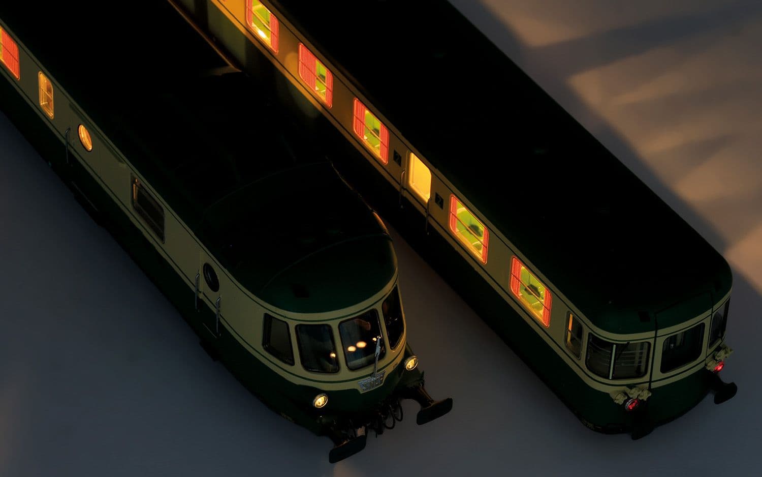 SNCF, diesel railcar RGP I with trailer, green/beige livery, ep. IV
