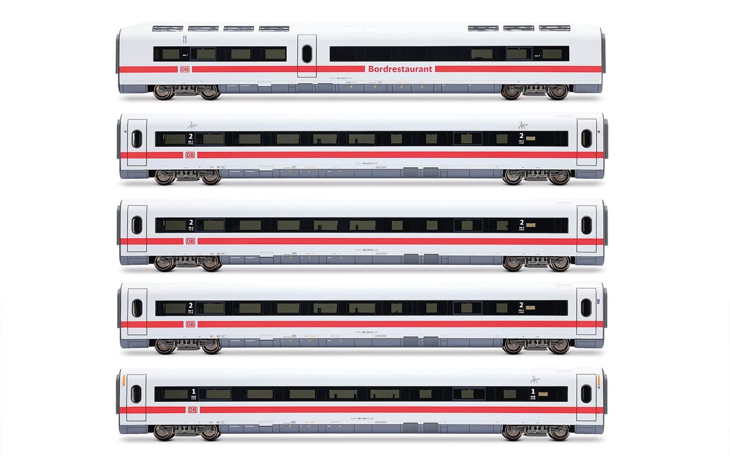 DB AG, ICE 1, Tz 155 „Rosenheim“, 5-tlg. Set Zwischenwagen (1 x Speisewagen + 3 x Wagen 2. Klasse + 1 x Wagen 1. Klasse), „Klimaschützer“