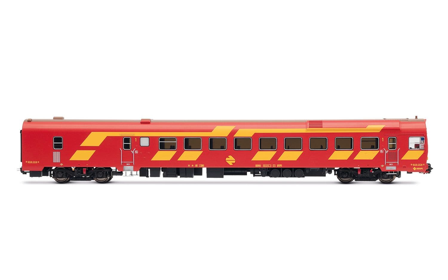 RENFE, 3-unit EMU class 444, unit 444-004 in original red/yellow livery, ep. IV, with DCC decoder