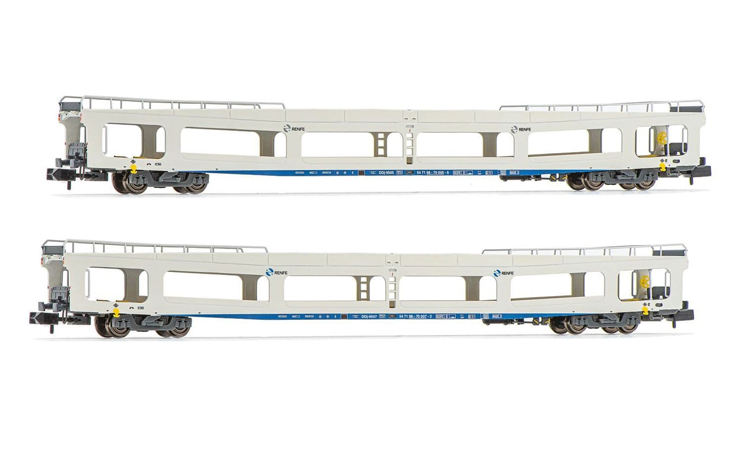 RENFE, 2-unit set, car transporter DDMA, white livery, period V