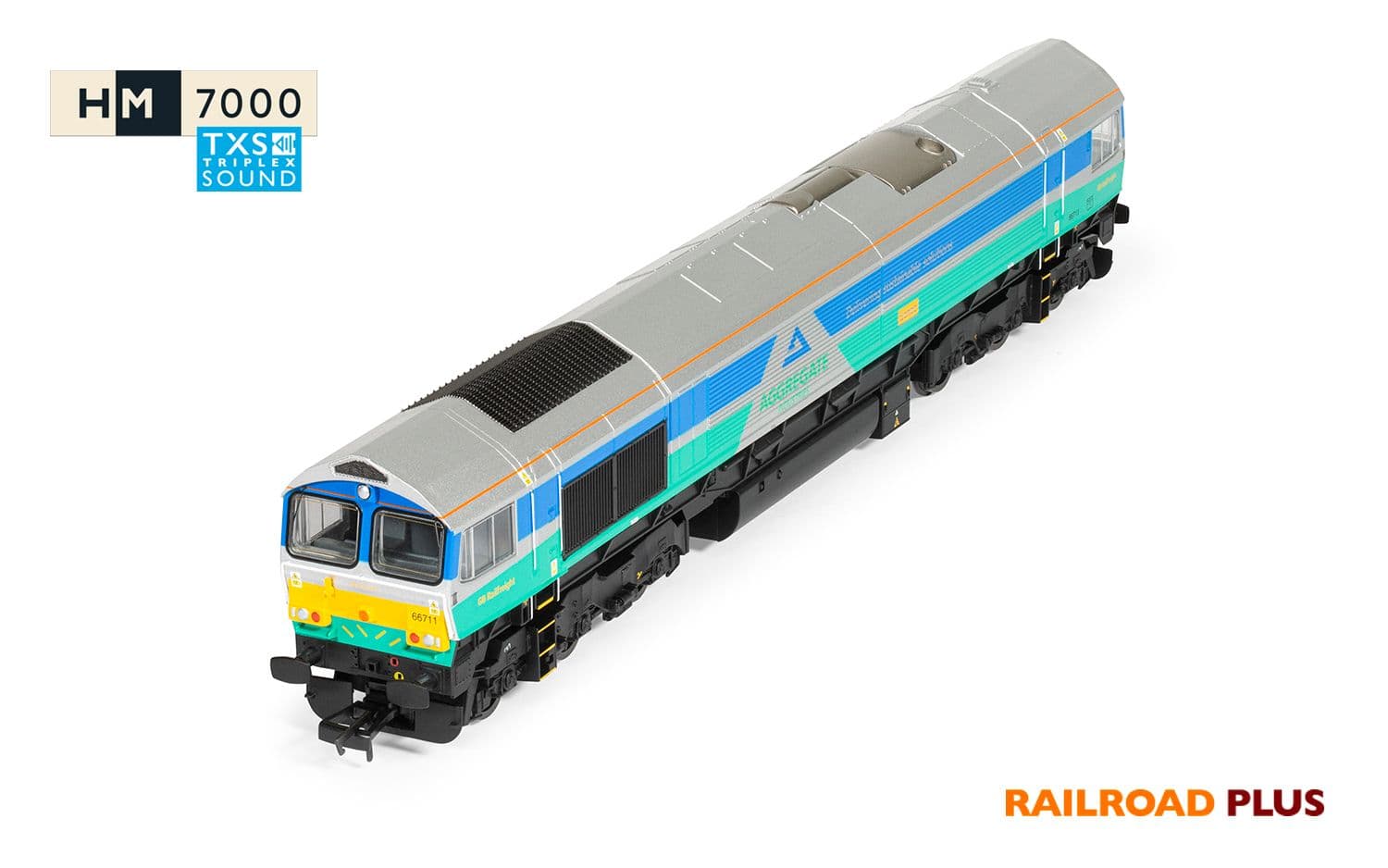 RailRoad Plus: Class 66 - Aggregates Industries - 66711 'Sence' (DCC Sound Fitted)