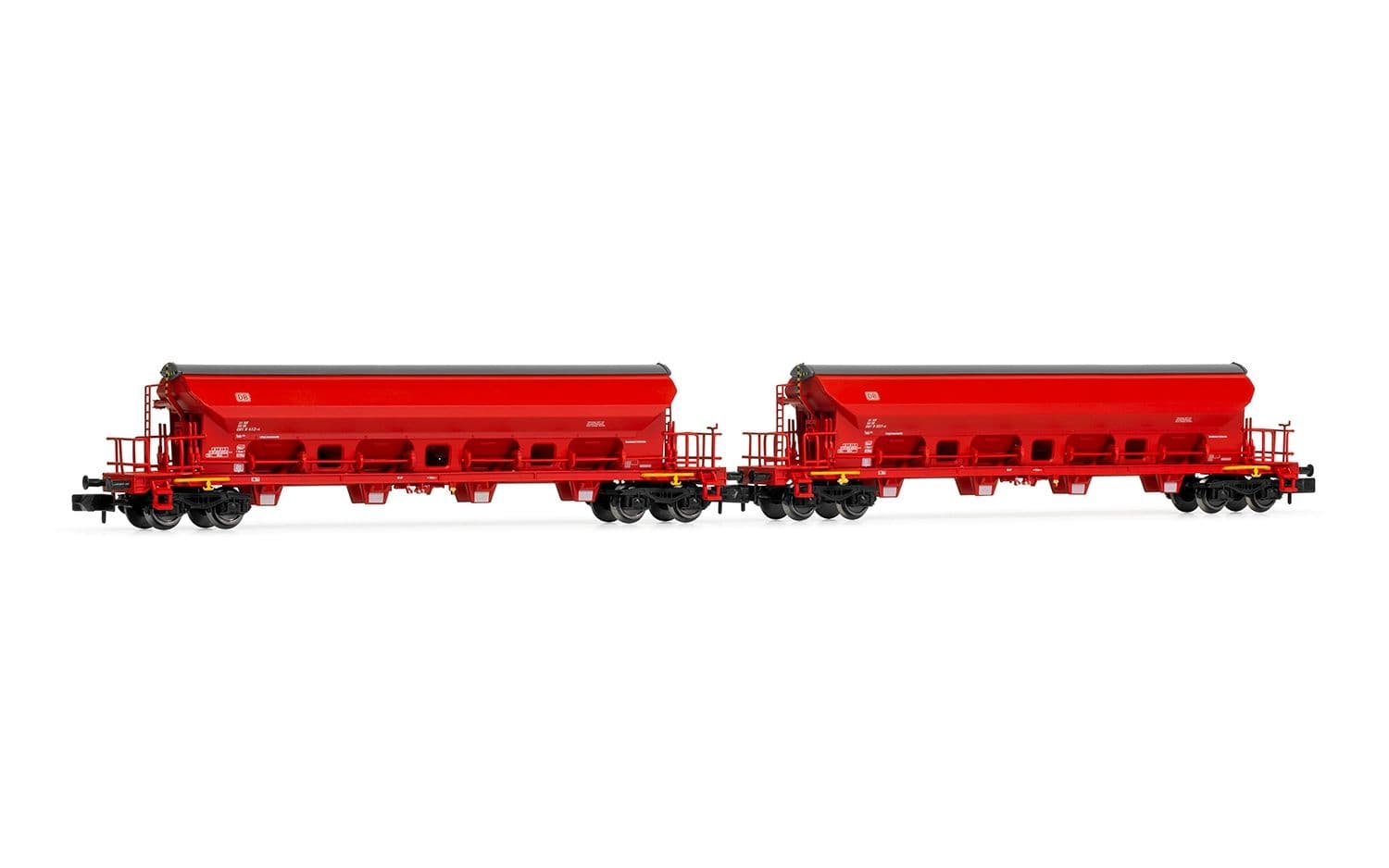 DB AG, 2-unit set 4-axle hopper wagons with sliding roof Tads, traffic red livery, period V-VI