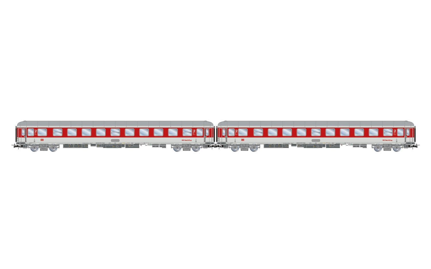 DB Nachtzug, 2-unit set of couchettes Bvcmz248, white/red livery, ep. V
