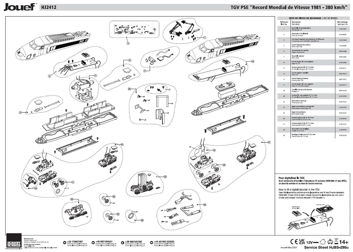 TGV PSE "Record Mondial de Vitesse 1981 - 380 km/h" Bogie DC set without gears