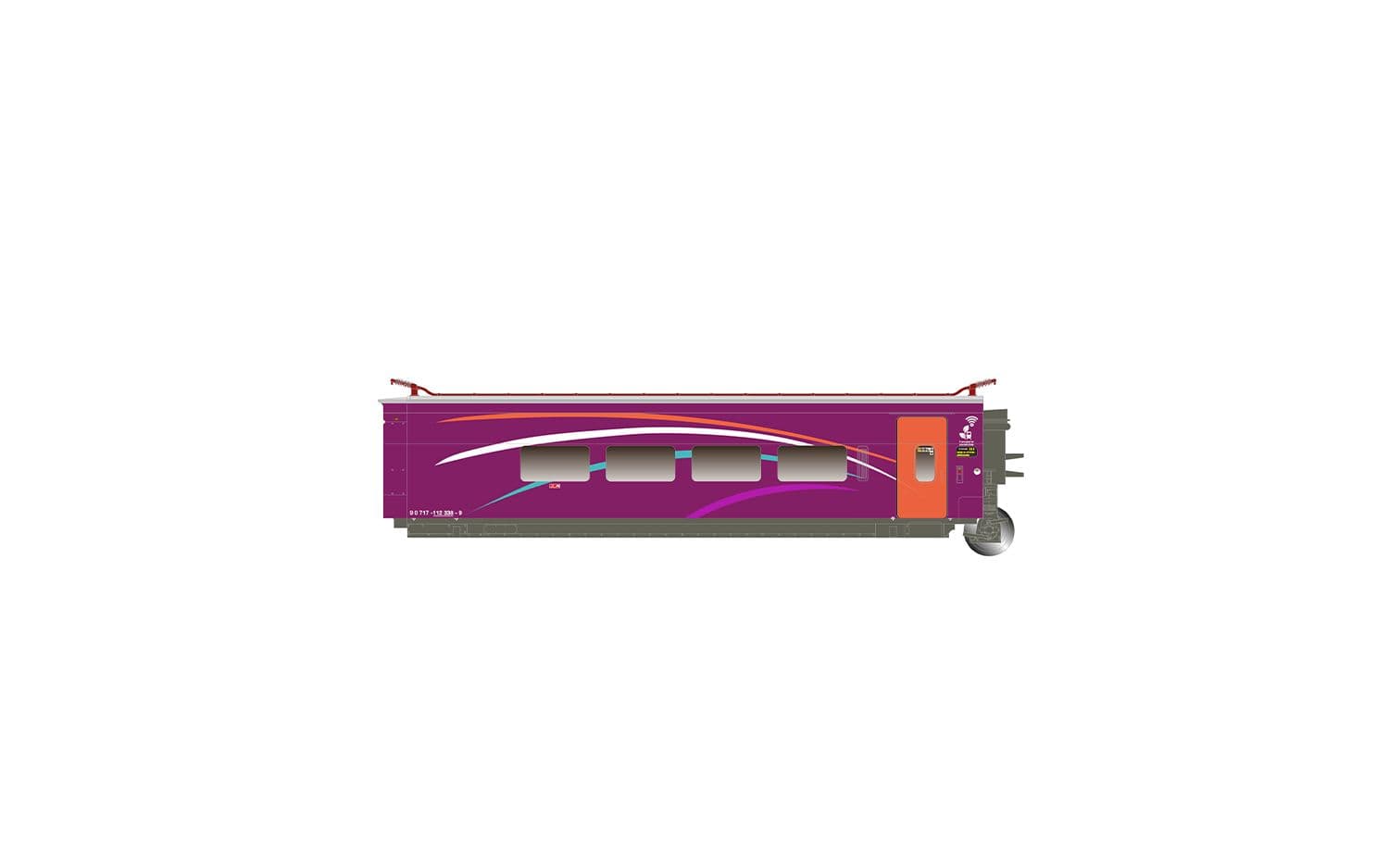 RENFE, set complementario de 3 coches del tren de alta velocidad "AVLO", no. 3/3, decoración violeta, ép. VI