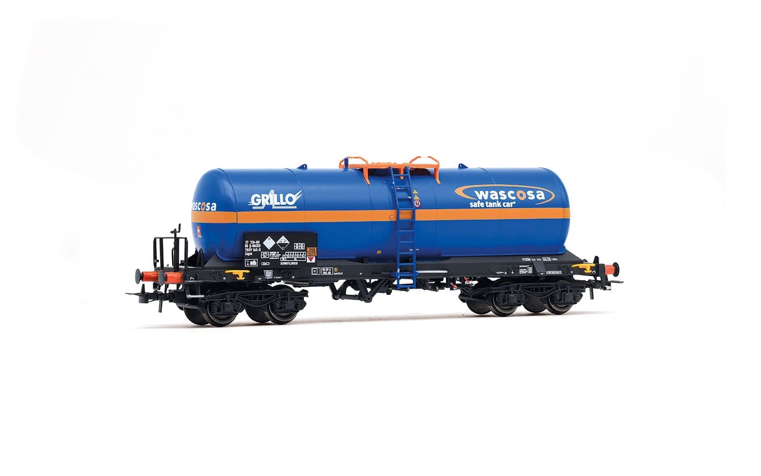 WASCOSA, 4-achs. Kesselwagen für den Transport von Schwefeldioxid, „GRILLO“, blau