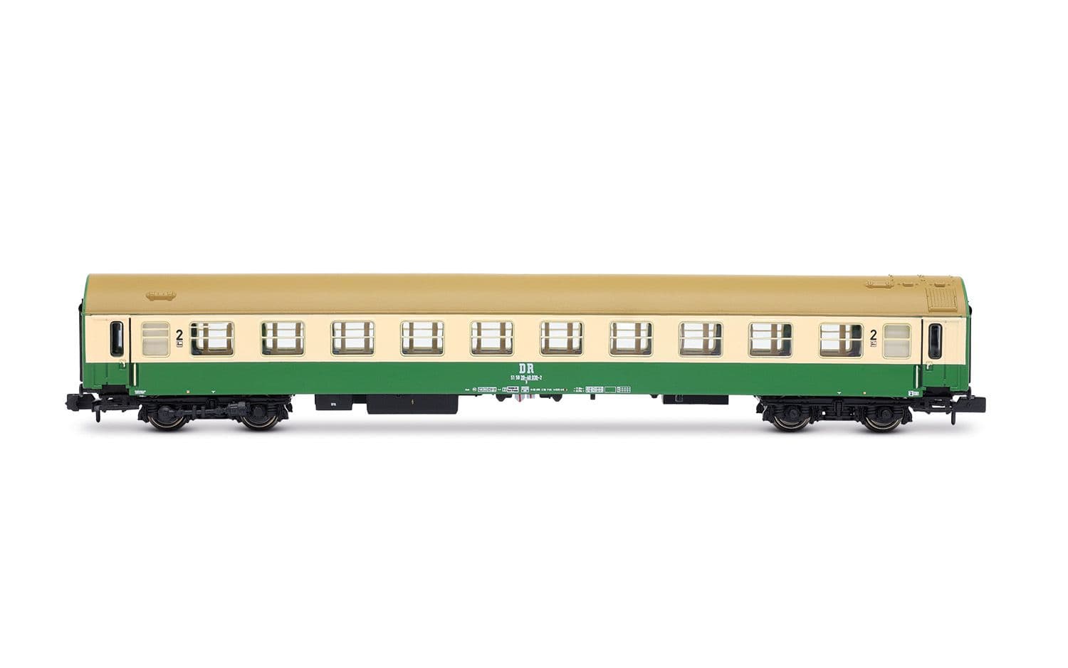 DR, 3-unit set of "OSShD" coaches type B, no. 2/2, consisting of 1 x WR + 2 x B, green/beige livery, ep. IV