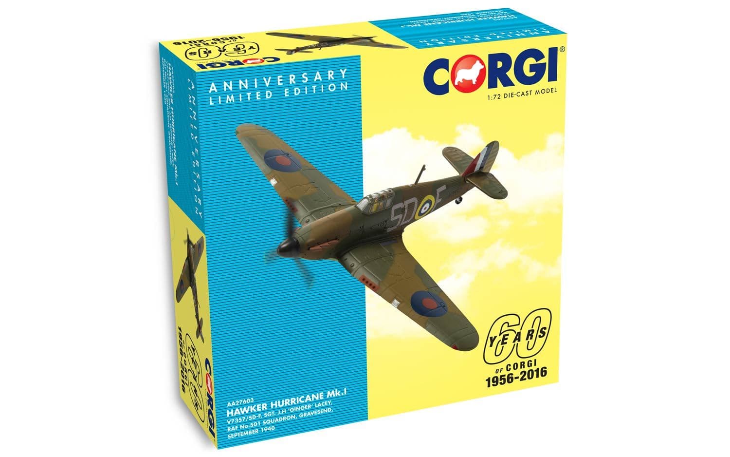 Hawker Hurricane Mk.I V7357/SD-F, Sgt. J.H  Ginger  Lacey, RAF No.501 Squadron, Gravesend, Sep 1940