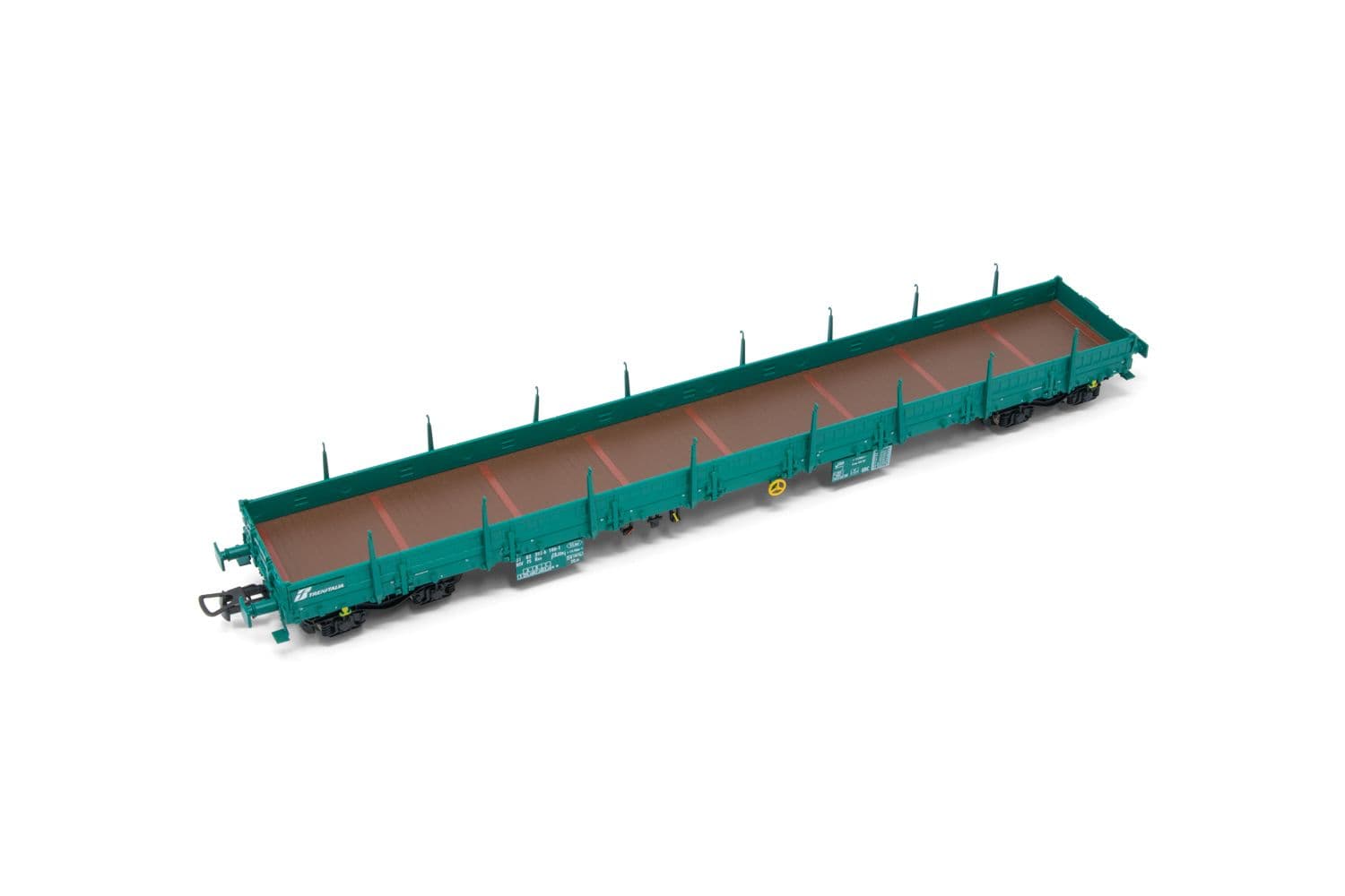 FS, 4-axle flat wagon Res, green livery, with handbrake, period V-VI