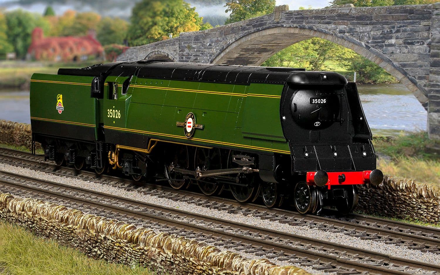 Hornby Dublo: BR, Merchant Navy Class, 4-6-2, 35026 'Lamport &amp; Holt' - Era 4
