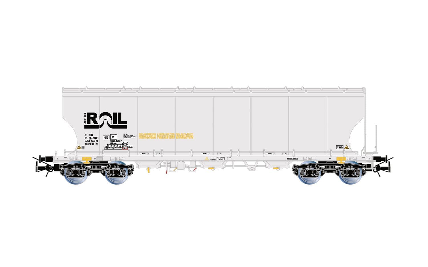 ATIR-RAIL, 2-unit set of 4-axle round-sided silo wagons, grey livery, ep. VI