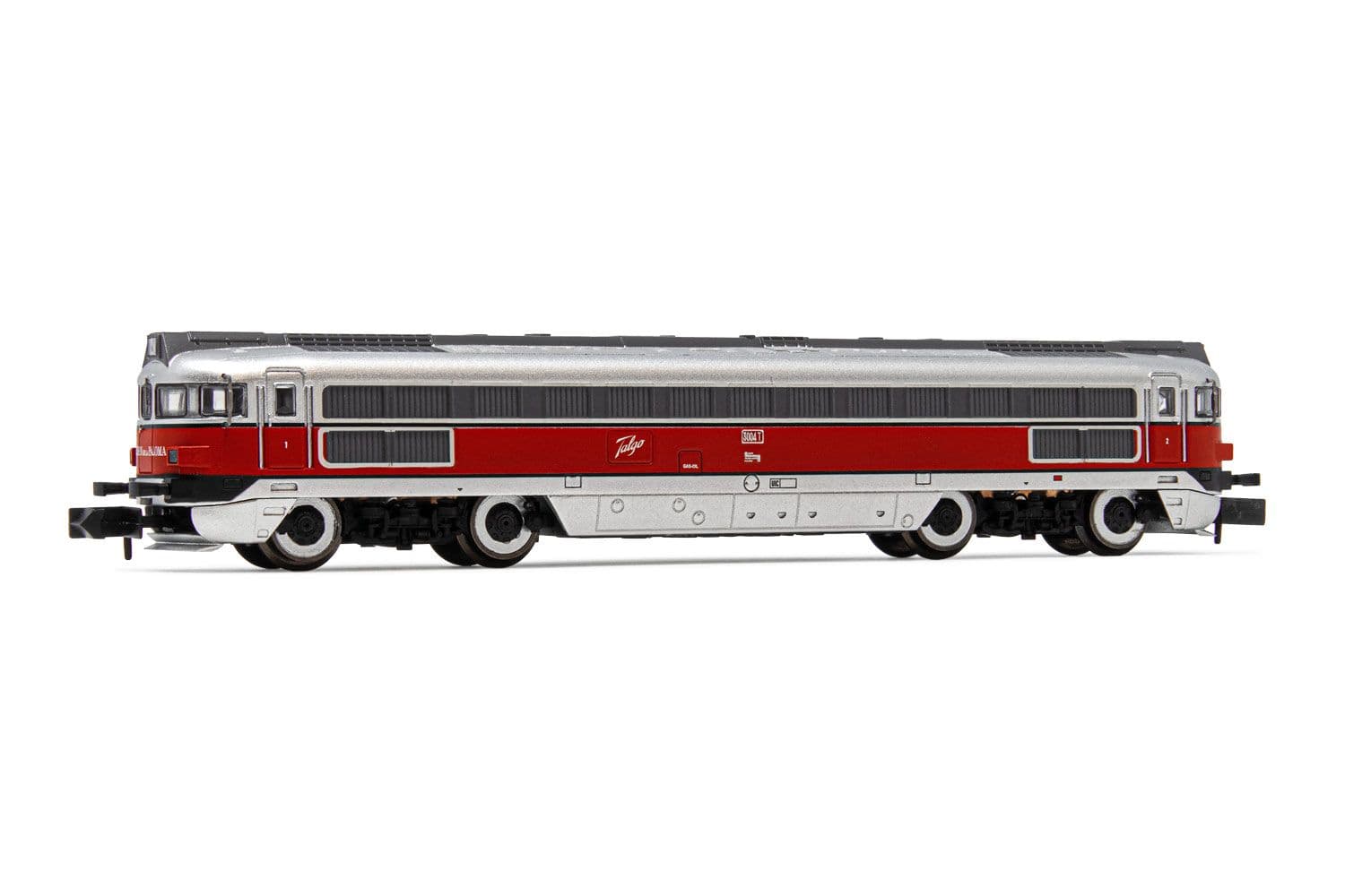 RENFE, diesel locomotive 3004T "Virgen de la Paloma", red/silver livery, period III