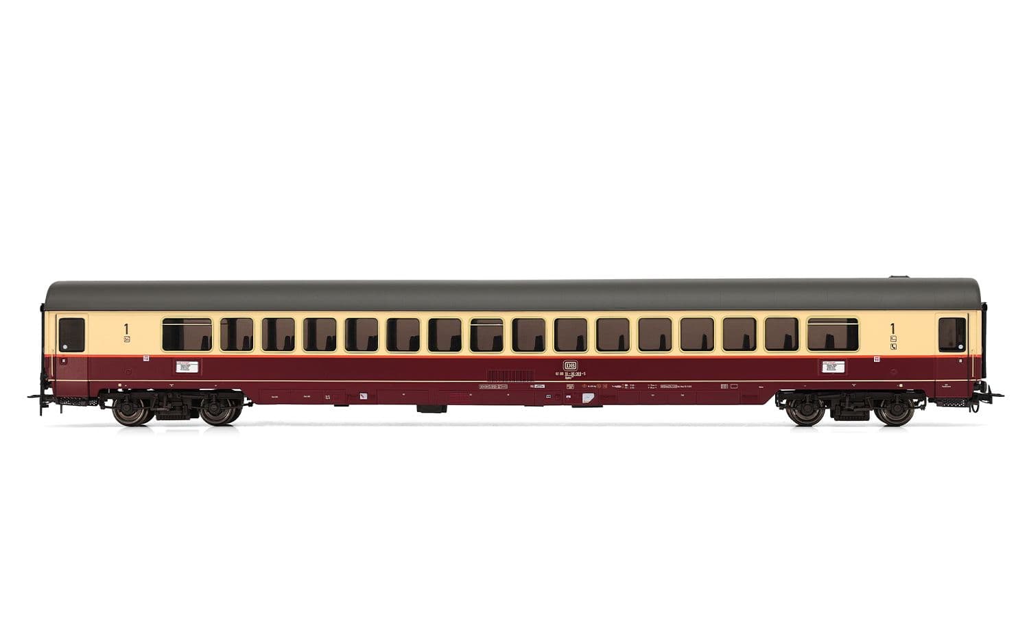DB, set di 4 carrozze "TEE Rheingold", livrea beige/rossa, composto da 2 carrozze di 1a classe Avmz, 1 carrozza di 1a classe Apmz e 1 carrozza Club WGmh, ep. IV