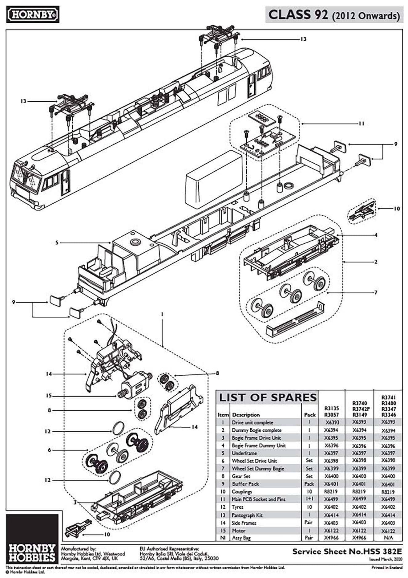 Class 92 Dummy Unit Wheel Set (R3057)