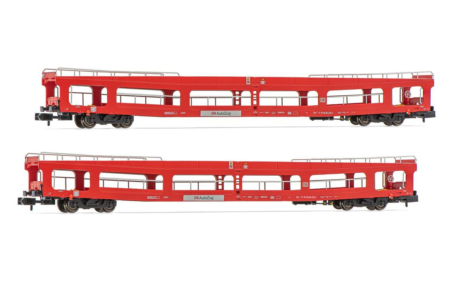 DB Autozug, 2-tlg. Set, Autotransportwagen DDm, in roter Lackierung, Ep. VI