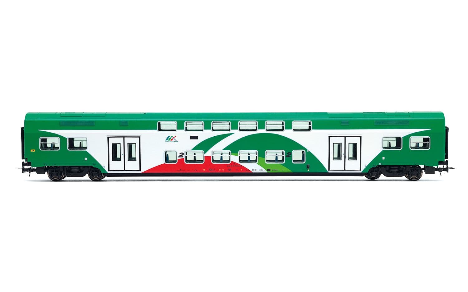 Trenitalia Tper, Vivalto intermediate coach, FER livery green/white/red with ribbed roof