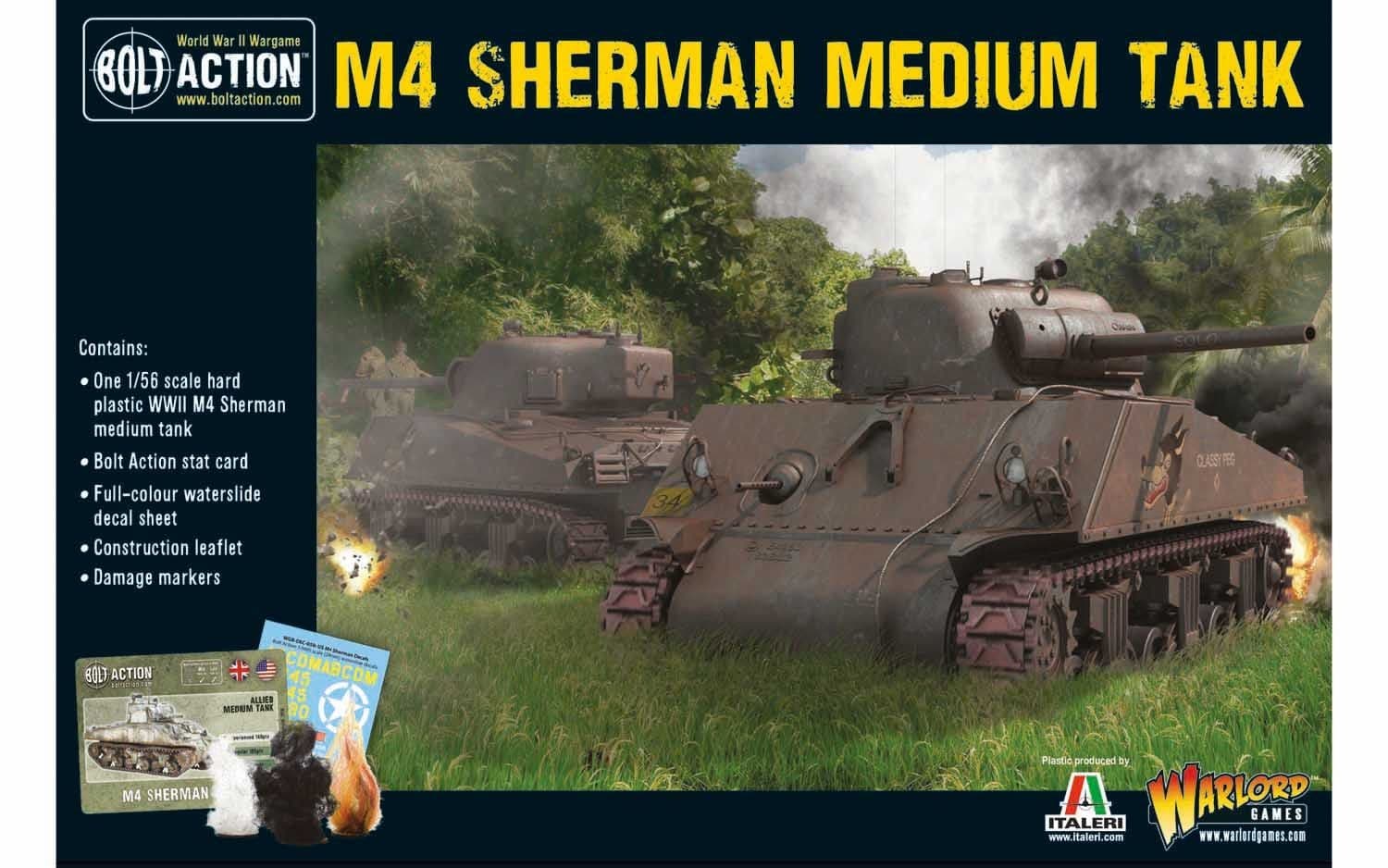 M4 Sherman Medium Tank 1:56 WWII Military Wargaming Plastic Model Kit