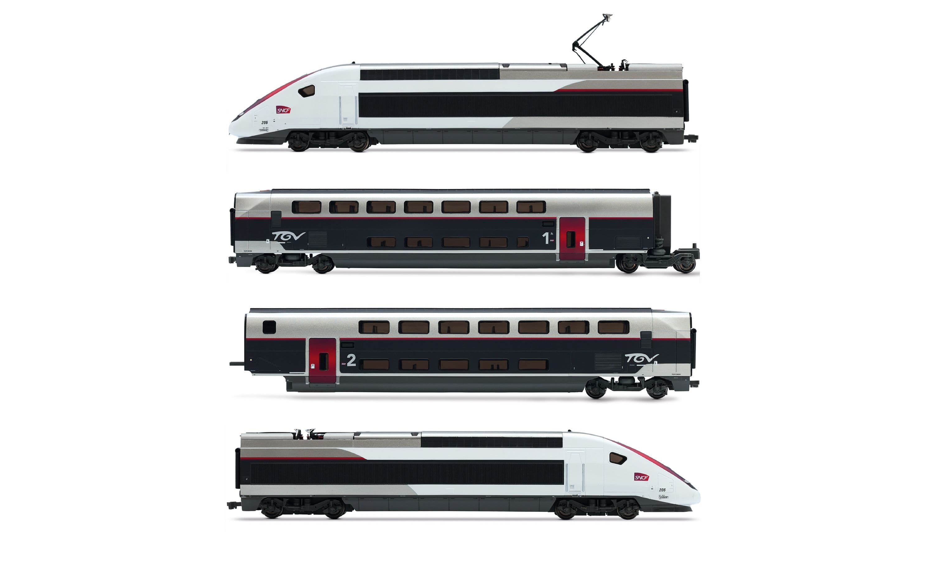 TGV Duplex Carmillon, 4-unit pack with loco, dummy loco and 2 end coaches, ep. VI, with DCC sound decoder