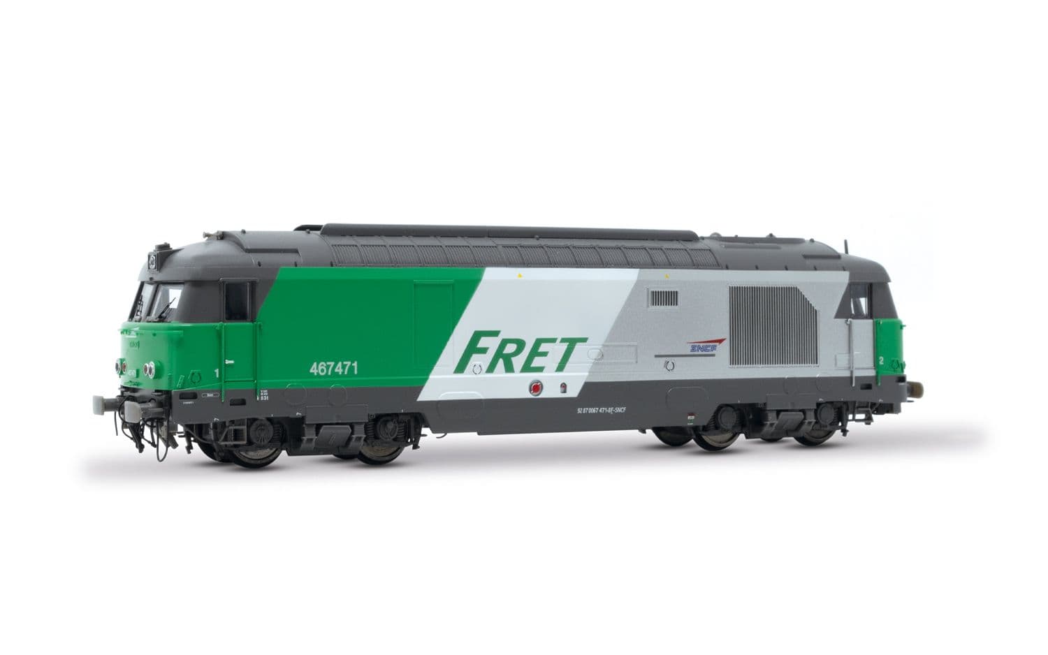 SNCF, locomotive diesel BB 467471 à parois latérales lisses, livrée « FRET », ép. VI
