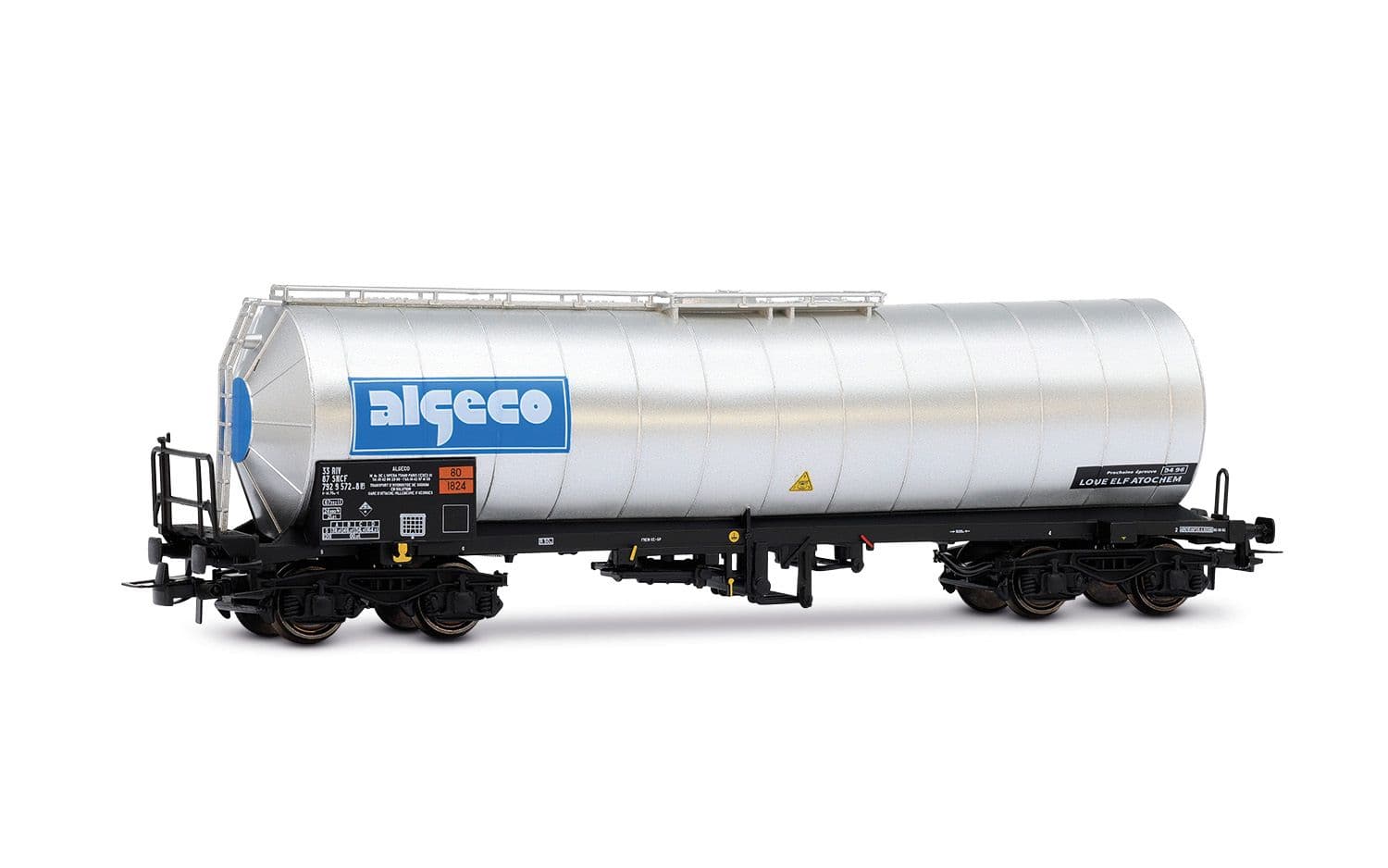 SNCF, wagon-citerne à 4 essieux « Algeco », livrée chrome/argent