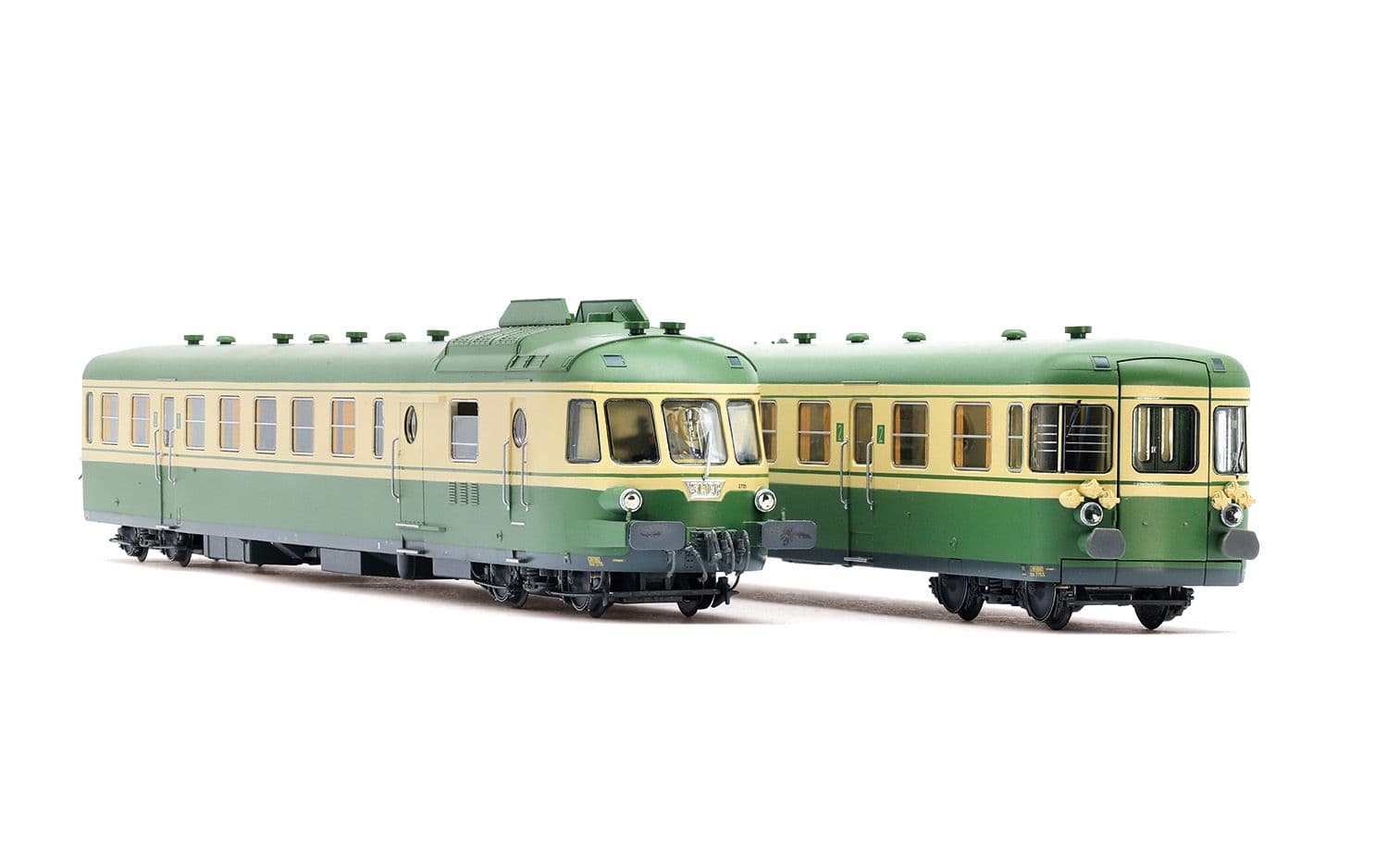 SNCF, diesel railcar RGP I with trailer, green/beige livery, ep. IV