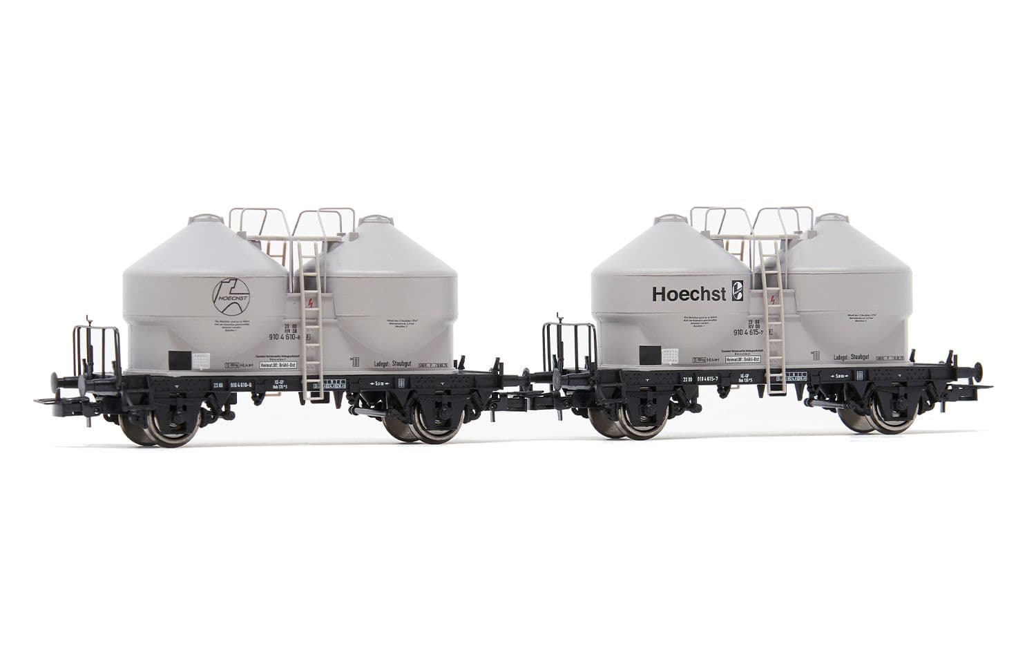 DB, 2-unit pack of 2-axle silo wagon Ucs, grey livery "Höchst", ep. IV