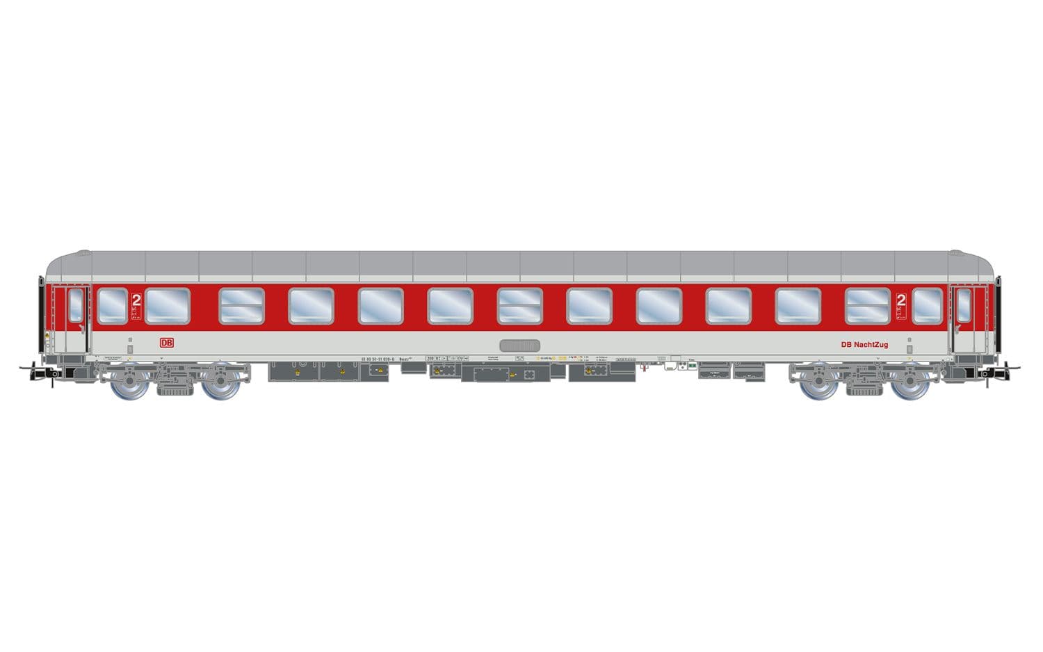 DB Nachtzug, 2-unit set of couchettes Bvcmz248, white/red livery, ep. V