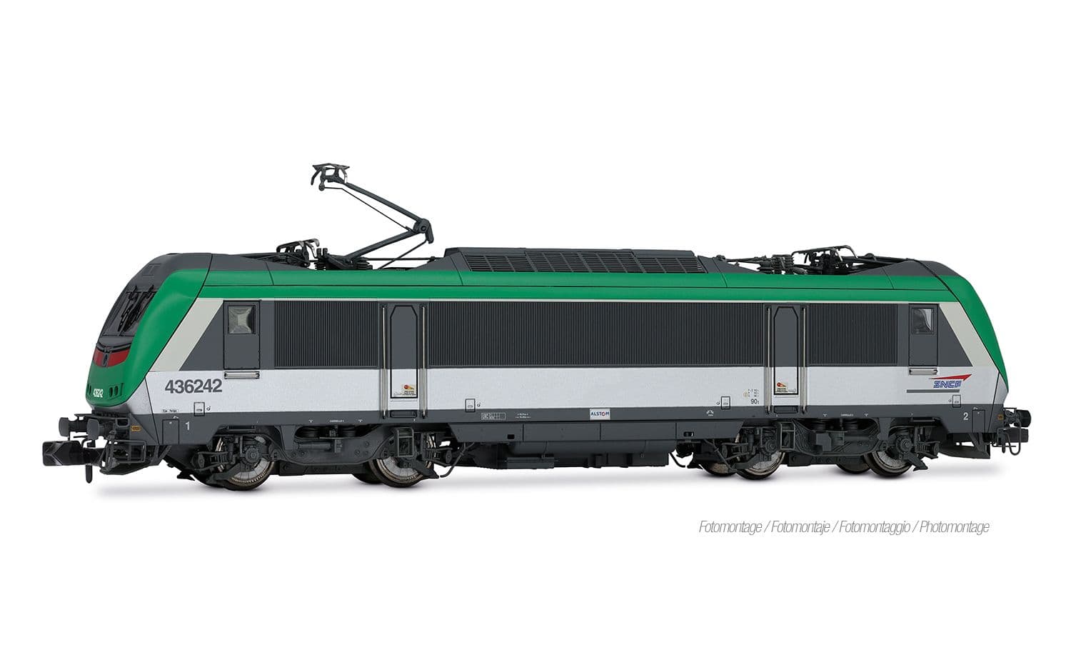 SNCF, locomotora eléctrica BB 436242, decoración plata-verde FRET con logotipo «Casquette», con decoder de sonido multiprotocolo