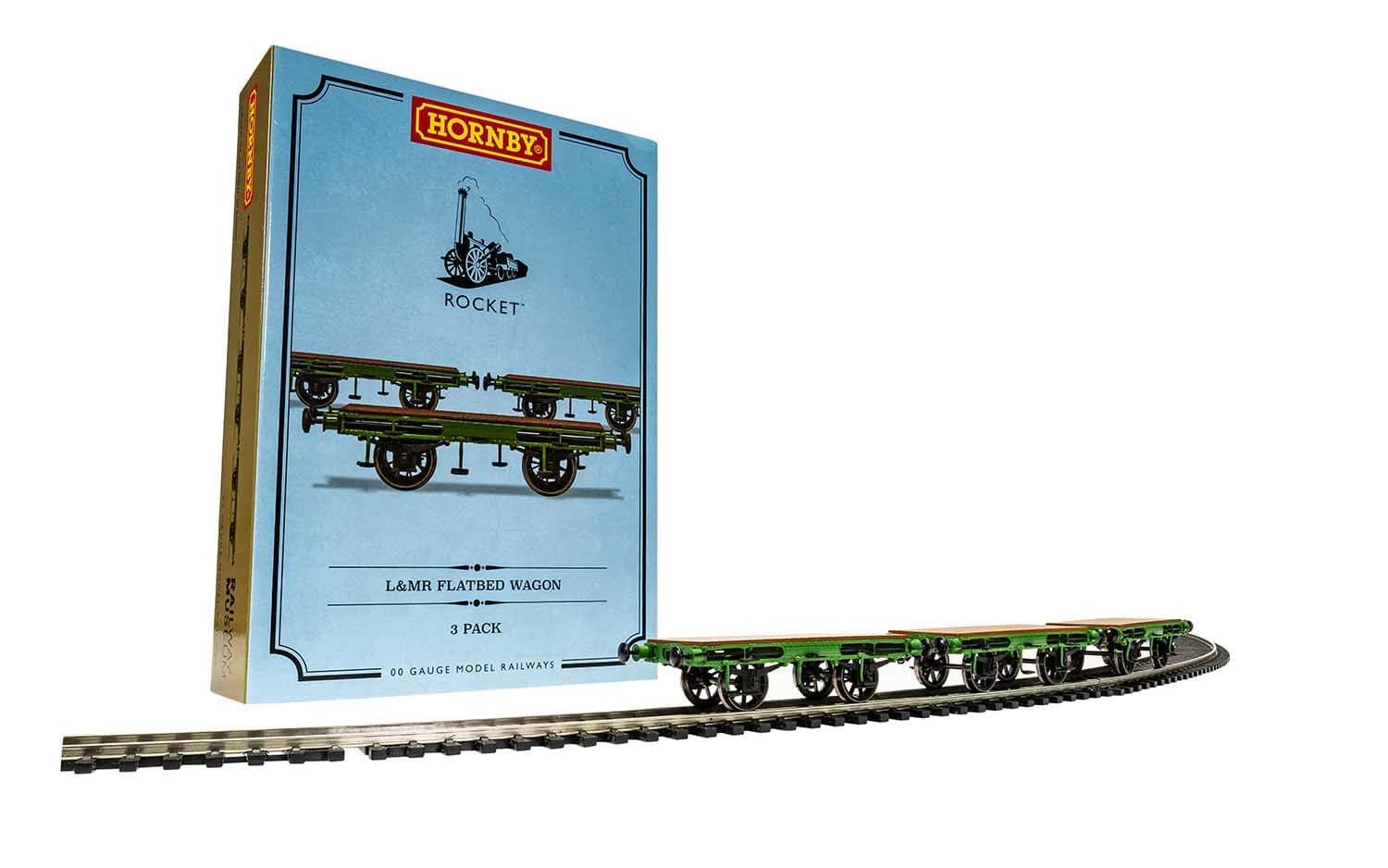 Flat Bed Wagon Pack containing 3 x Flat Bed wagons (Stephenson's Rocket)