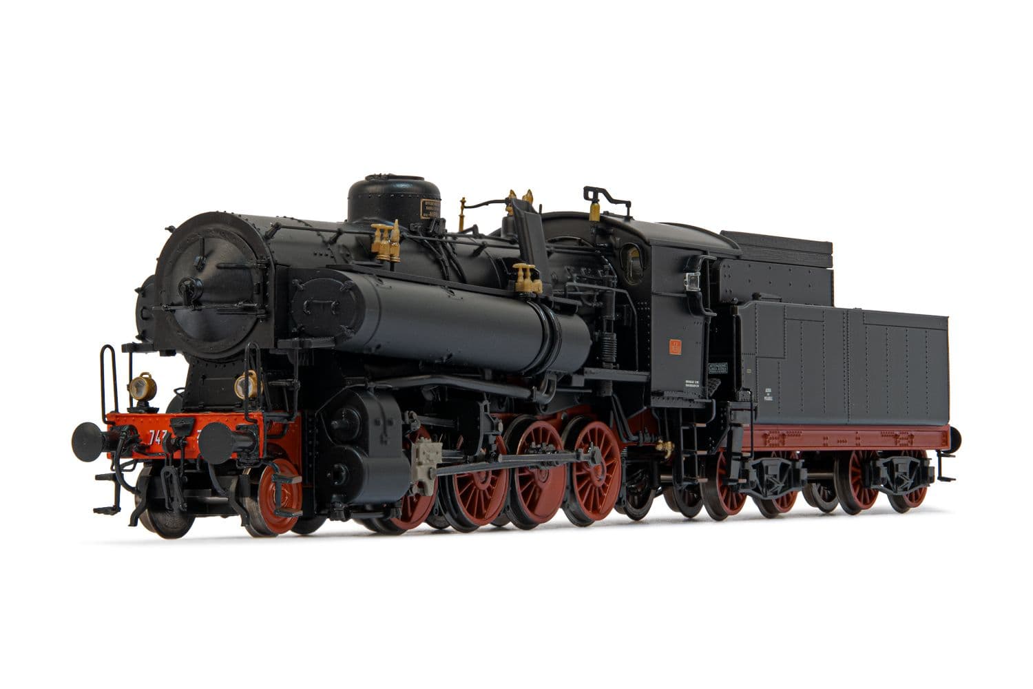 Rivarossi (H0 1:87) FS, Dampflokomotive Gr. 743 390, elektrische Lampen, Ausschreibung 2-2- t22 mit Drehgestellen, Zeit III-IV