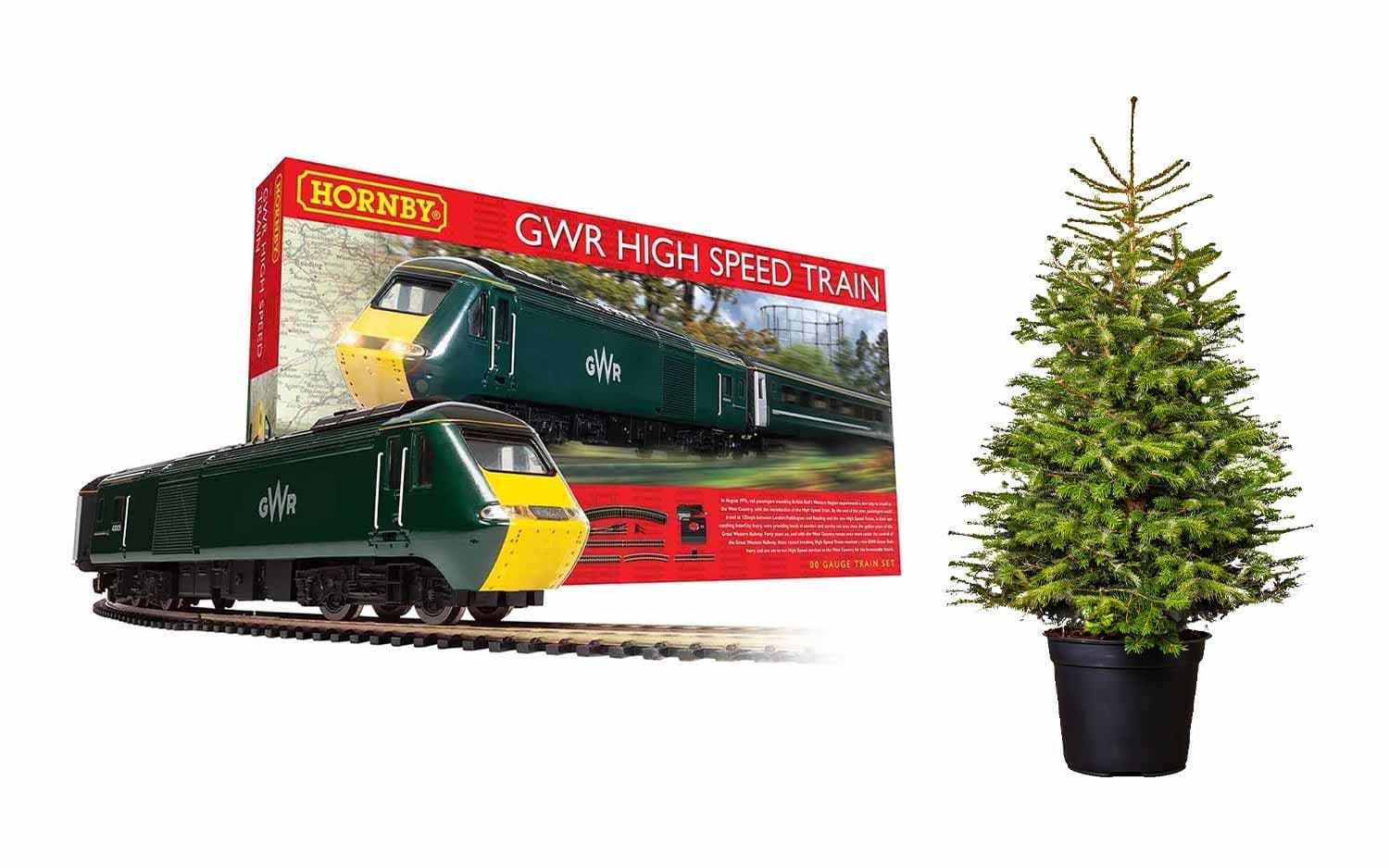 High Speed Train Set with Christmas tree